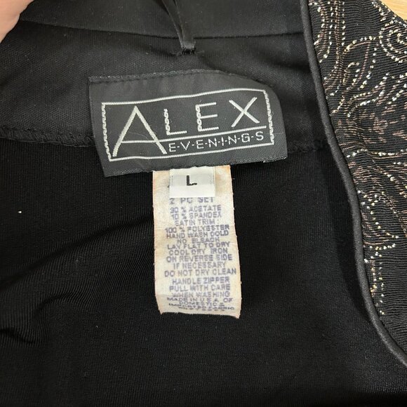 Alex Evenings 2 Piece Jacket Tank Set Womens Large Black Metallic Paisley Slinky - Picture 8 of 16